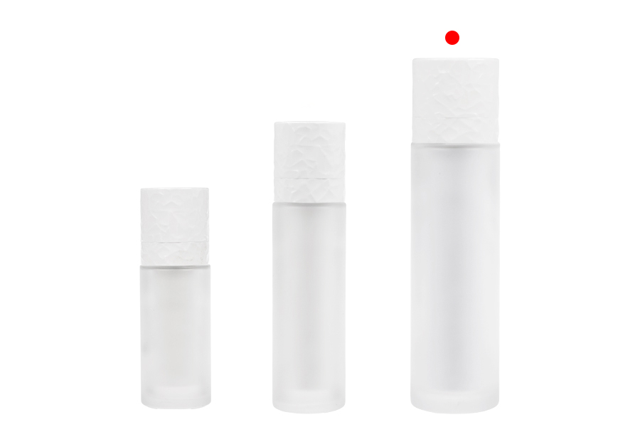 Dopunjiva bočica od 100 mL sa pumpicom za kreme i staklenim peskiranim spoljnim kućištem-grupa_slika