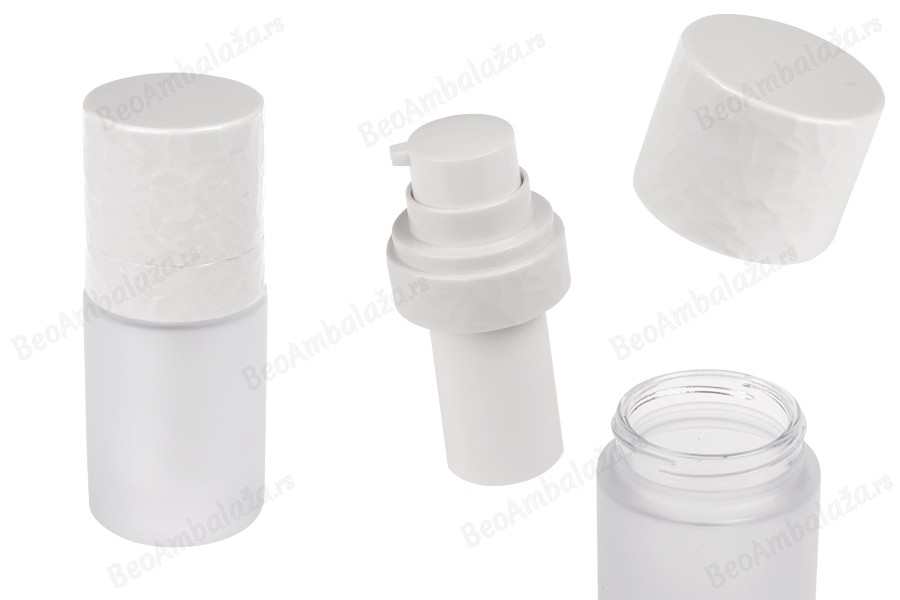 Airless dopunjiva bočica od 15 mL, sa pumpicom za kremu i peskiranim spoljnim staklenim kućištem-slika_proizvoda