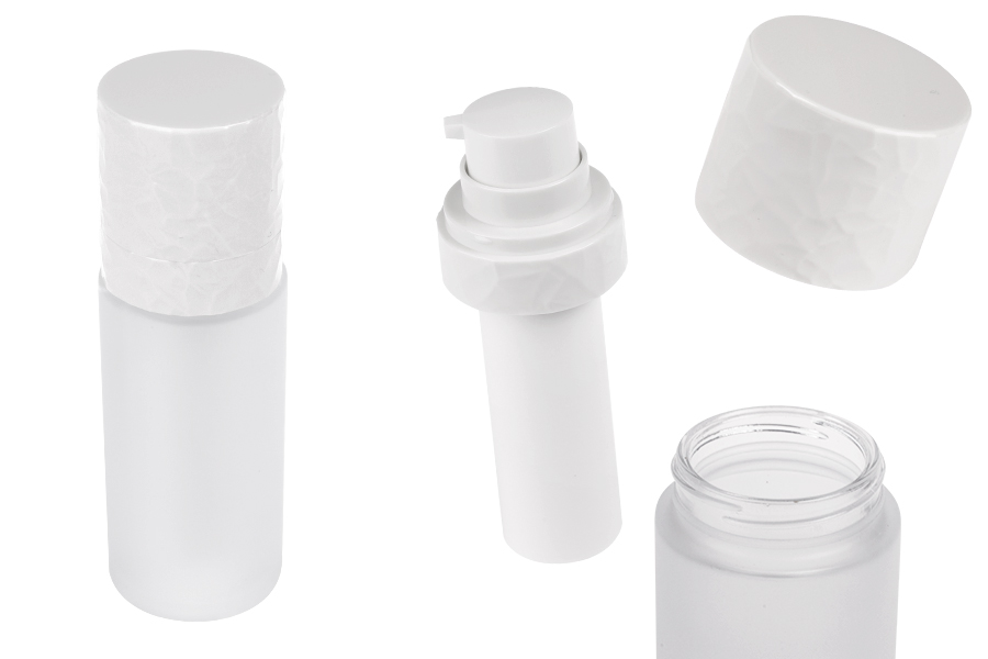 Airless dopunjiva bočica od 30 mL, sa pumpicom za kremu i peskiranim spoljnim staklenim kućištem-slika_proizvoda