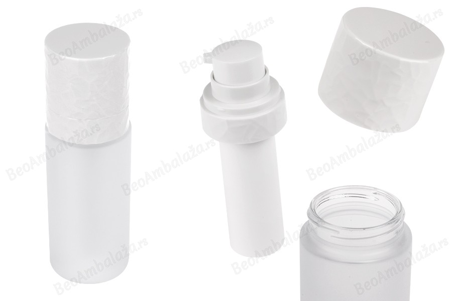 Airless dopunjiva bočica od 30 mL, sa pumpicom za kremu i peskiranim spoljnim staklenim kućištem-slika_proizvoda