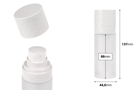 Airless dopunjiva bočica od 30 mL, sa pumpicom za kremu i peskiranim spoljnim staklenim kućištem-dimenzije_slike