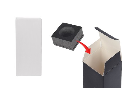 Crna mat papirna kutija za pakovanje 55x55x125 mm sa unutrašnjim držačem od pene za bočice esencijalnog ulja 50mL - 20 kom-slika_proizvoda