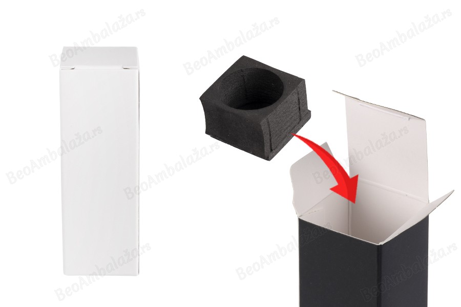 Papirna kutija 30x30x90 mm sa unutrašnjim penastim uloškom za bočice etarskih ulja 10 mL - 20 kom-slika_proizvoda
