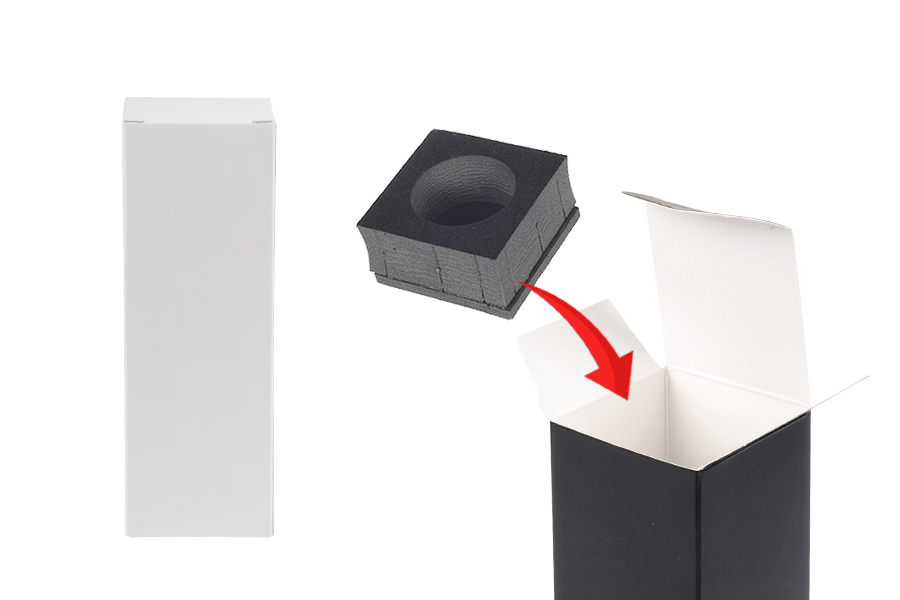 Papirna kutija 50x50x145 mm sa unutrašnjim penastim uloškom za bočice etarskih ulja 100 mL - 20 kom-slika_proizvoda