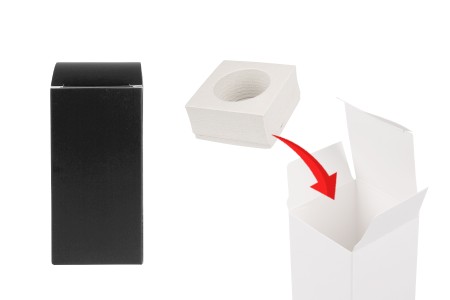 Bela mat papirna kutija za pakovanje 50x50x110 mm sa unutrašnjim držačem od pene za bočice esencijalnog ulja 30mL - 20 kom-slika_proizvoda