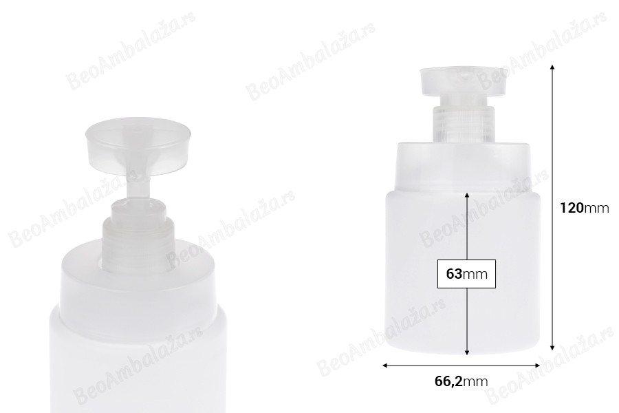 Plastična (HDPE) bela bočica od 200 mL sa sigurnosnom pumpicom-dimenzije_slike