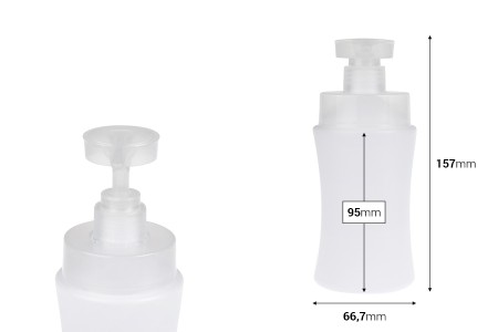 Plastična (HDPE) bela bočica od 300 mL sa sigurnosnom pumpicom-dimenzije_slike