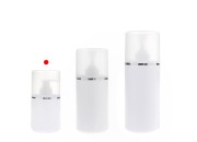 Plastična (HDPE) bela boca od 300 mL sa pumpicom za kremu i providnim poklopcem sa srebrnom linijom-grupa_slika