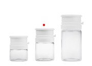 Staklena bočica od 10mL u providnoj ili karamel boji, sa belim sigurnosnim poklopcem (PP24) za lekove i homeopatske proizvode-grupa_slika