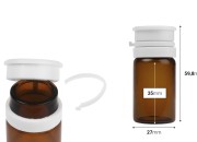 Staklena bočica od 15mL u providnoj ili karamel boji, sa belim sigurnosnim poklopcem (PP24) za lekove i homeopatske proizvode-dimenzije_slike