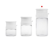 Staklena bočica od 15mL u providnoj ili karamel boji, sa belim sigurnosnim poklopcem (PP24) za lekove i homeopatske proizvode-grupa_slika