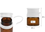 Staklena bočica od 5mL u providnoj ili karamel boji, sa belim sigurnosnim poklopcem (PP24) za lekove i homeopatske proizvode-dimenzije_slike