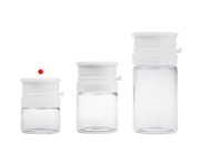 Staklena bočica od 5mL u providnoj ili karamel boji, sa belim sigurnosnim poklopcem (PP24) za lekove i homeopatske proizvode-grupa_slika