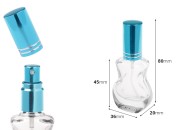 Staklena bočica 10mL za parfeme u obliku gitare, sa sprejom i zatvaračem u više boja-dimenzije_slike