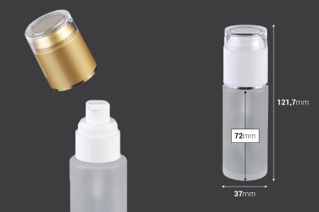 Staklena bočica od peskiranog stakla, 50mL za kreme sa pumpicom i zatvaračem u dve boje-2