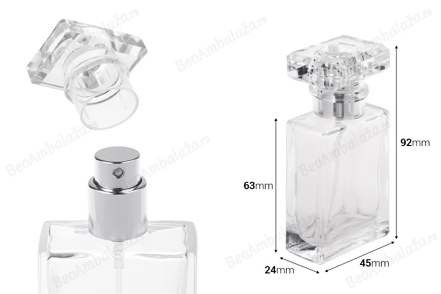 Bočica za parfeme staklena 30mL providna sa sprejom i poklopcem-dimenzije_slike