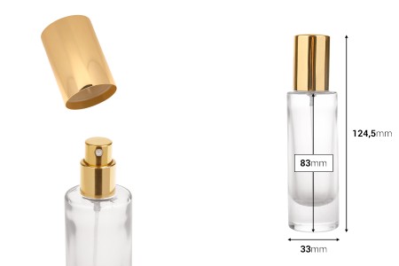 Bočica za parfeme 30mL providna sa sprejom i aluminijumskim poklopcem-dimenzije_slike
