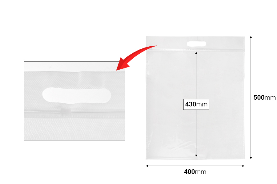 Plastična PE kesa 400x500mm sa patent zatvaračem - 20 kom-dimenzije_slike