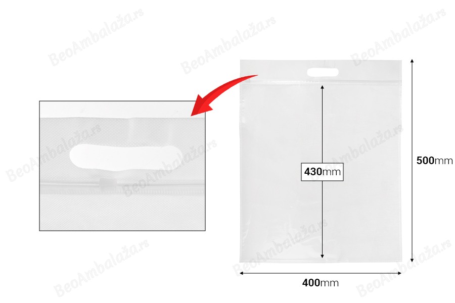Plastična PE kesa 400x500mm sa patent zatvaračem - 20 kom-dimenzije_slike