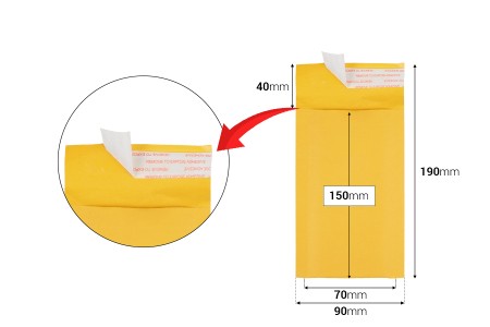 Koverta sa pucketavom folijom 70x150 mm sa samolepljivim zatvaranjem-dimenzije_slike
