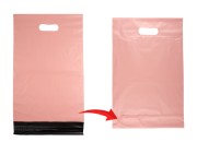 Kurirske vodootporne PE transportne kese 260x330 mm roze boje, sa samolepljivim zatvaranjem i ručkom - 100 kom