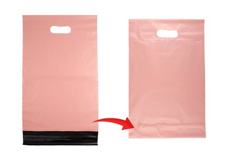 Kurirske vodootporne PE transportne kese 260x330 mm roze boje, sa samolepljivim zatvaranjem i ručkom - 100 kom-grupa_slika