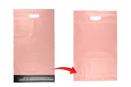 Kurirske vodootporne PE transportne kese 300x400 mm roze boje, sa samolepljivim zatvaranjem i ručkom - 100 kom-grupa_slika