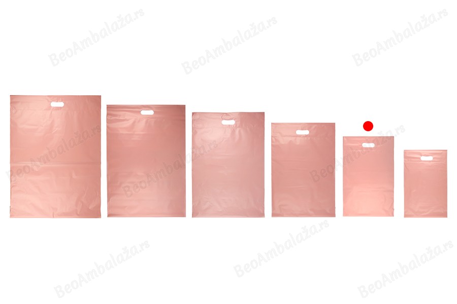 Kurirske vodootporne PE transportne kese 300x400 mm roze boje, sa samolepljivim zatvaranjem i ručkom - 100 kom-grupa_slika