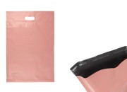 Kurirske vodootporne PE transportne kese 350x450 mm roze boje, sa samolepljivim zatvaranjem i ručkom - 100 kom