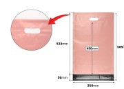 Kurirske vodootporne PE transportne kese 350x450 mm roze boje, sa samolepljivim zatvaranjem i ručkom - 100 kom