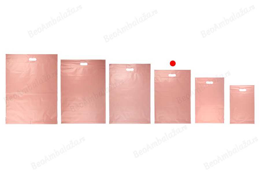 Kurirske vodootporne PE transportne kese 350x450 mm roze boje, sa samolepljivim zatvaranjem i ručkom - 100 kom-grupa_slika