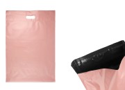 Kurirske vodootporne PE transportne kese 400x500 mm roze boje, sa samolepljivim zatvaranjem i ručkom - 100 kom