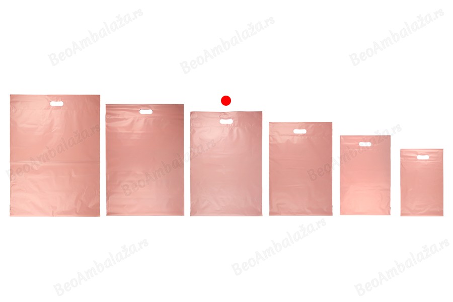 Kurirske vodootporne PE transportne kese 400x500 mm roze boje, sa samolepljivim zatvaranjem i ručkom - 100 kom-grupa_slika