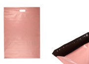 Kurirske vodootporne PE transportne kese 450x550 mm roze boje, sa samolepljivim zatvaranjem i ručkom - 100 kom