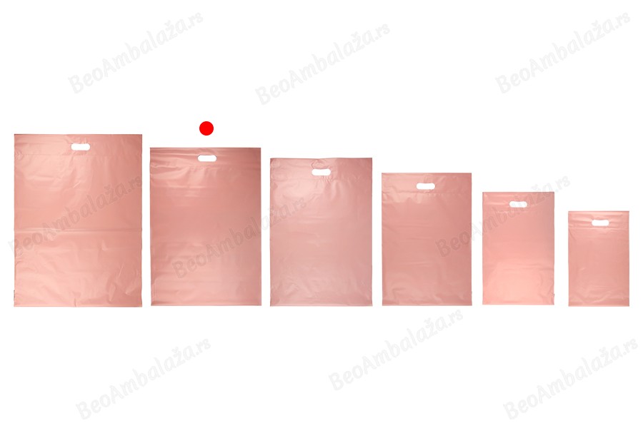 Kurirske vodootporne PE transportne kese 450x550 mm roze boje, sa samolepljivim zatvaranjem i ručkom - 100 kom-grupa_slika