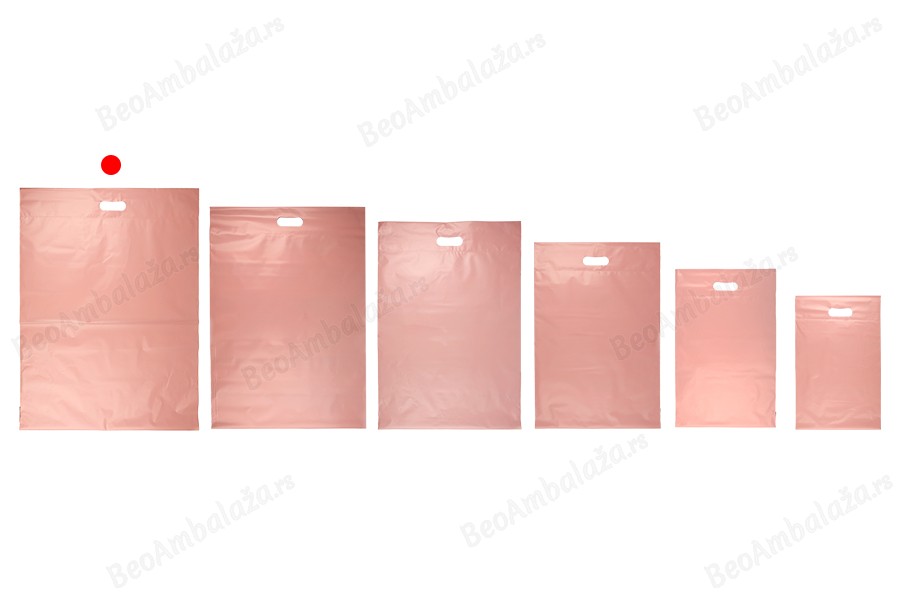 Kurirske vodootporne PE transportne kese 500x600 mm roze boje, sa samolepljivim zatvaranjem i ručkom - 100 kom-grupa_slika