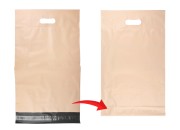 Kurirske vodootporne PE transportne kese 300x400 mm bež boje, sa samolepljivim zatvaranjem i ručkom - 100 kom Kurirske vodootporne PE transportne kese 300x400 mm bež boje, sa samolepljivim zatvaranjem i ručkom - 100 kom
