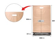 Kurirske vodootporne PE transportne kese 350x450 mm bež boje, sa samolepljivim zatvaranjem i ručkom - 100 kom