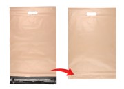 Kurirske vodootporne PE transportne kese 350x450 mm bež boje, sa samolepljivim zatvaranjem i ručkom - 100 kom