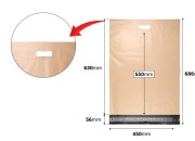 Kurirske vodootporne PE transportne kese 450x550 mm bež boje, sa samolepljivim zatvaranjem i ručkom - 100 kom-dimenzije_slike