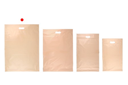 Kurirske vodootporne PE transportne kese 450x550 mm bež boje, sa samolepljivim zatvaranjem i ručkom - 100 kom-grupa_slika