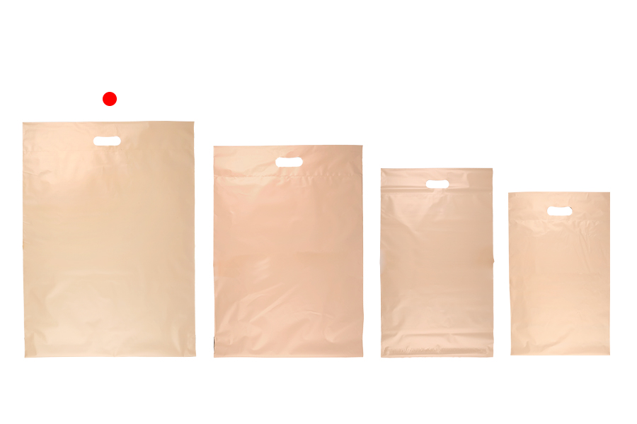 Kurirske vodootporne PE transportne kese 450x550 mm bež boje, sa samolepljivim zatvaranjem i ručkom - 100 kom
