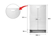 Kurirske vodootporne PE transportne kese 350x450 mm bele boje, sa samolepljivim zatvaranjem i ručkom - 100 kom-dimenzije_slike