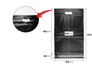 Kurirske vodootporne PE transportne kese 300x400 mm crne boje, sa samolepljivim zatvaranjem i ručkom - 100 kom-dimenzije_slike