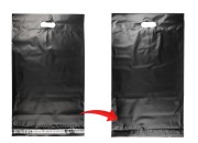 Kurirske vodootporne PE transportne kese 350x450 mm crne boje, sa samolepljivim zatvaranjem i ručkom - 100 kom
