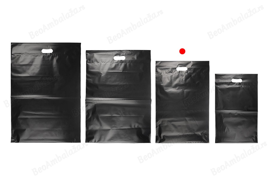 Kurirske vodootporne PE transportne kese 350x450 mm crne boje, sa samolepljivim zatvaranjem i ručkom - 100 kom-grupa_slika