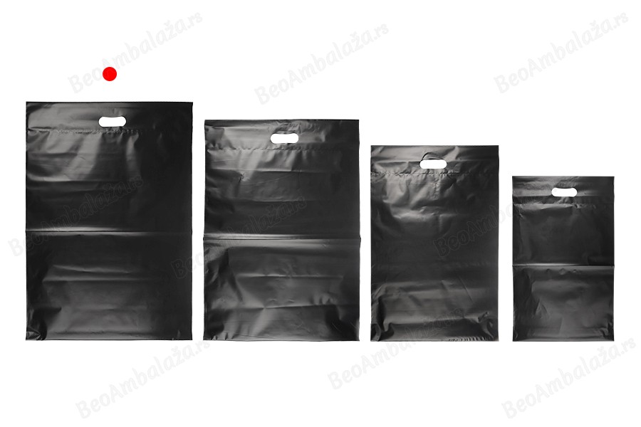 Kurirske vodootporne PE transportne kese 450x550 mm crne boje, sa samolepljivim zatvaranjem i ručkom - 100 kom-grupa_slika
