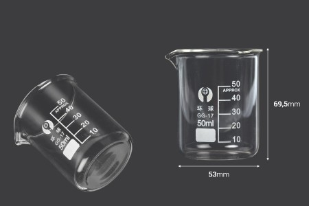 Staklena cilindrična čaša 50 mL-dimenzije_slike