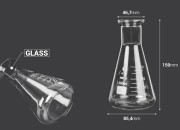 Stakleni Erlenmajer od 250mL sa oznakama-dimenzije_slike