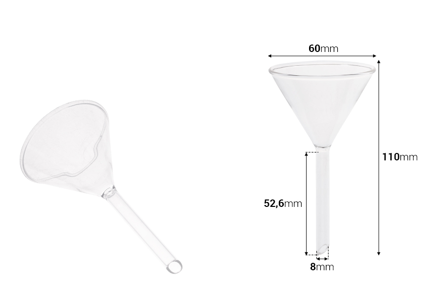 Stakleni levak prečnika 60 mm (vrh 8 mm)-dimenzije_slike